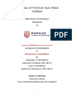 Analysis of Vertical Axis Wind Turbine: Mini Project Work Report Submitted To