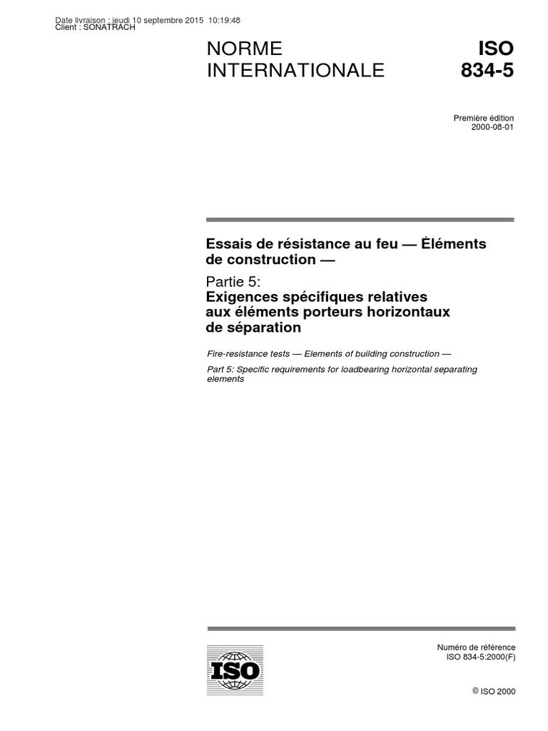 Iso 834-5 | PDF | Organisation internationale de normalisation ...