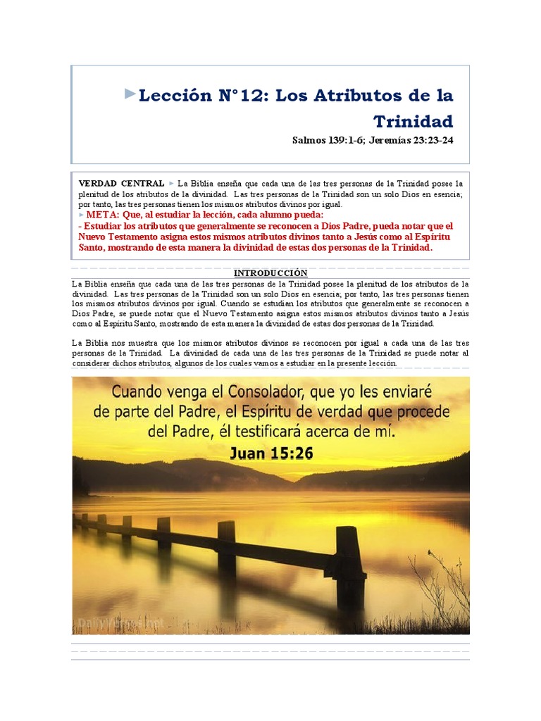 Atributos de la Trinidad en la Biblia | PDF | Trinidad | espíritu Santo
