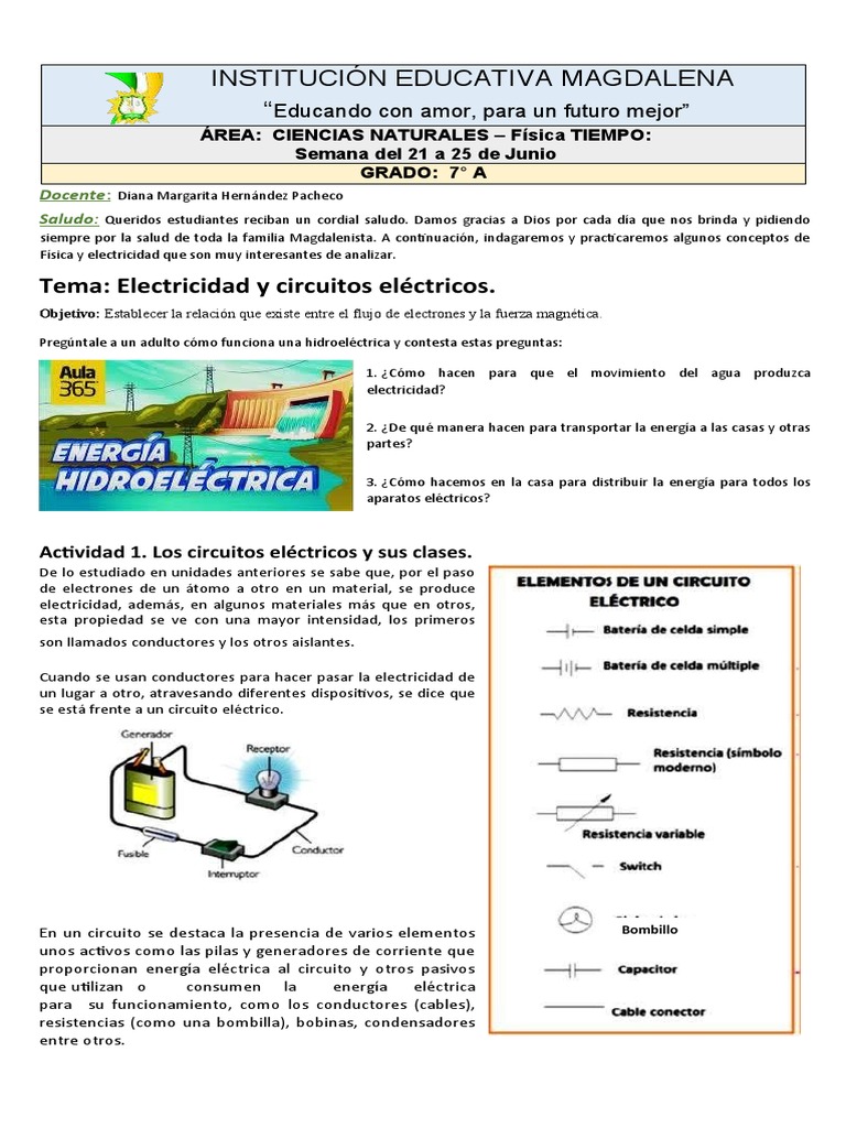 Conceptos de Electricidad para 7° A | PDF | Resistencia Eléctrica y ...