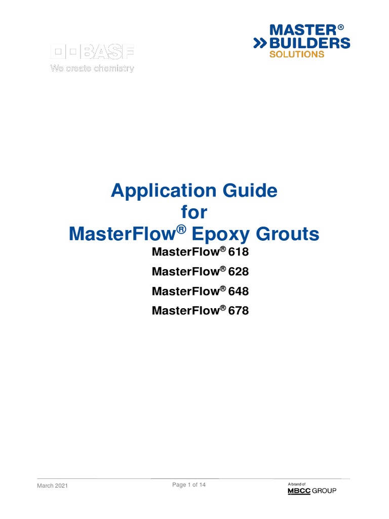 Application Guide For Masterflow Epoxy Grouts: Masterflow 618 ...