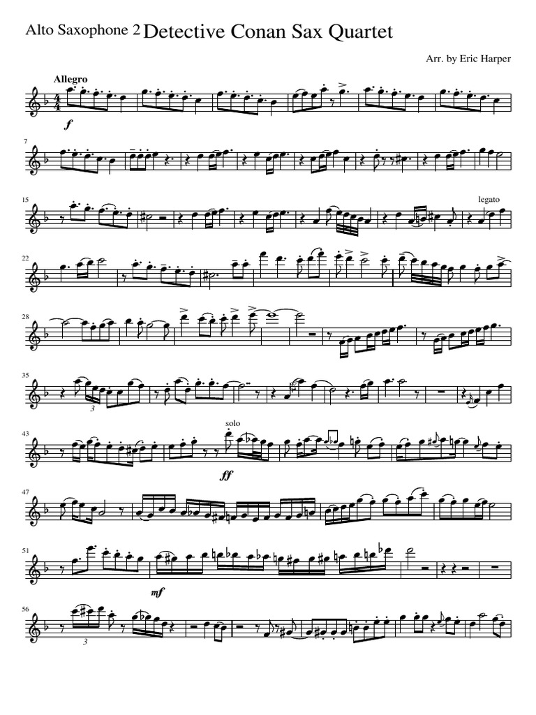Detective Conan Main Theme Sax QuartetAlto Saxophone 2 PDF
