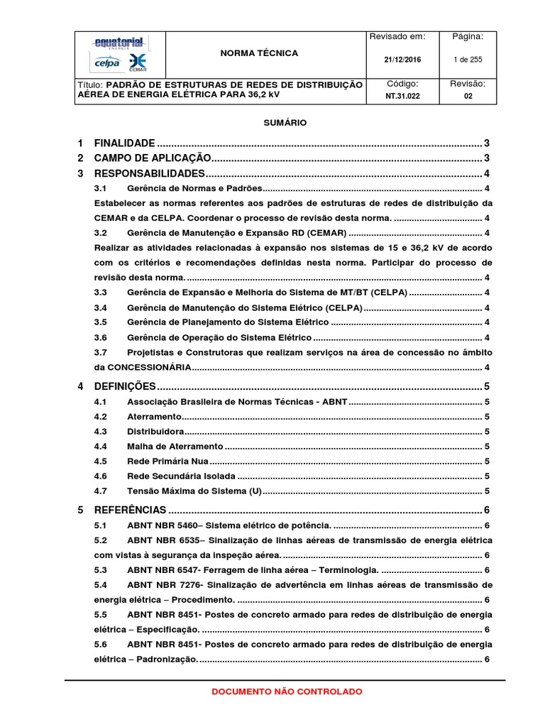 NT 31 022 02 Padrão de Estruturas de Redes de Distribuição de Energia ...