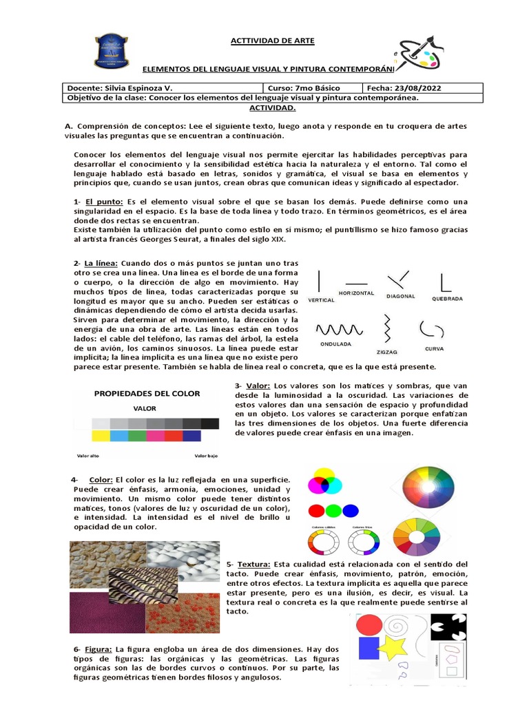 Elementos del Lenguaje Visual 7° Básico | PDF | Color | Sombra