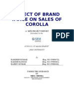Affect of Brand Image On Sales of Corolla: A Mini Project Report