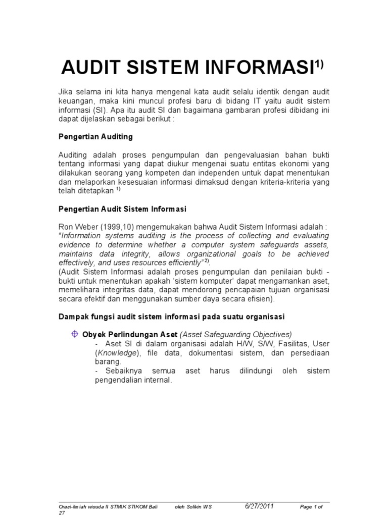 Contoh Laporan Hasil Audit Sistem Informasi Kumpulan