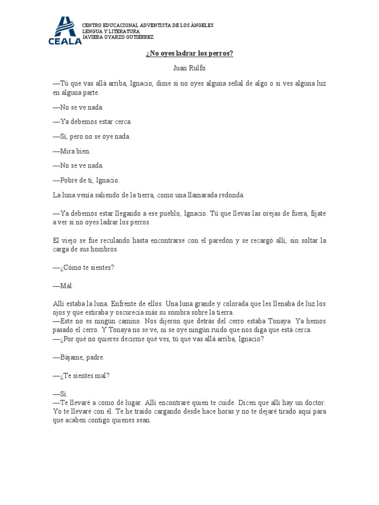 No Oyes Ladrar A Los Perros Juan Rulfo PDF