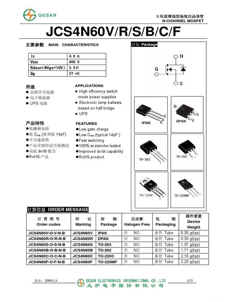 JCS4N60F Gesar | PDF