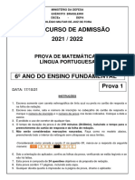 Concurso de Admissão ao CMJF 2021/2022: Prova de Matemática e Português