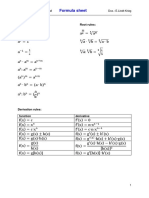 Formula Sheet: Power Rules: Root Rules