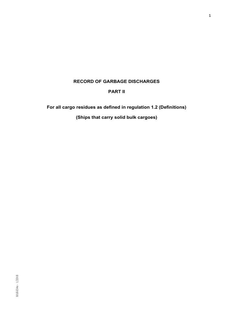 MU6654e Garbage Record Book Part II (Solid Bulk Cargoes) PDF