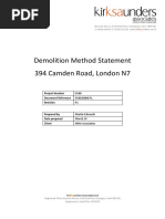 Demolition Method Statement 394 Camden Road, London N7: Project Number 5588 Document Reference 5588.D006 P1 Revision P1