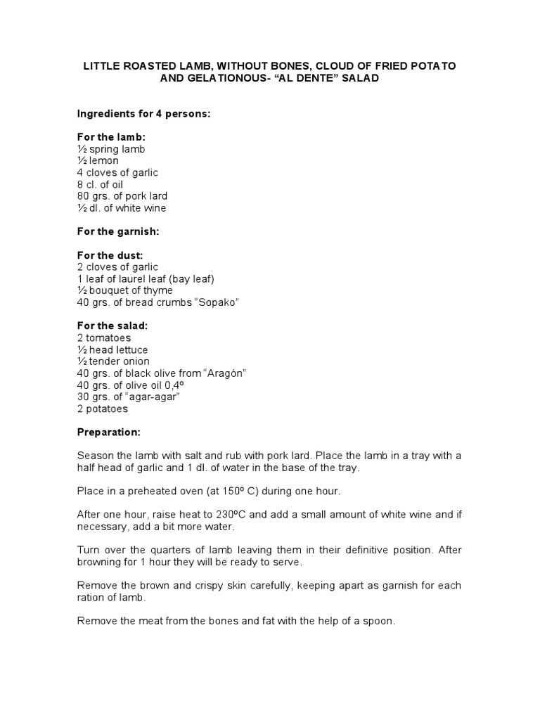 Little Roasted Lamb, Without Bones PDF Lamb And Mutton Garlic