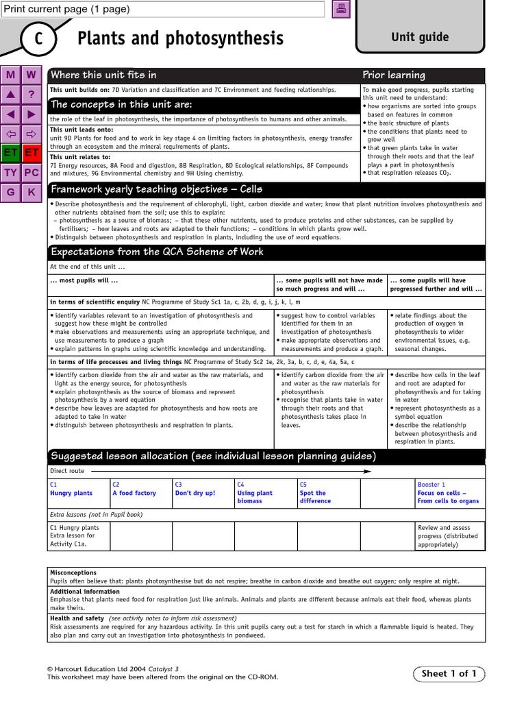 C Plants and Photosynthesis Unit Guide 3unit CPDF C Plants and ...