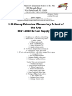 U.B.Kinsey/Palmview Elementary School of the Arts 2022 Supply List