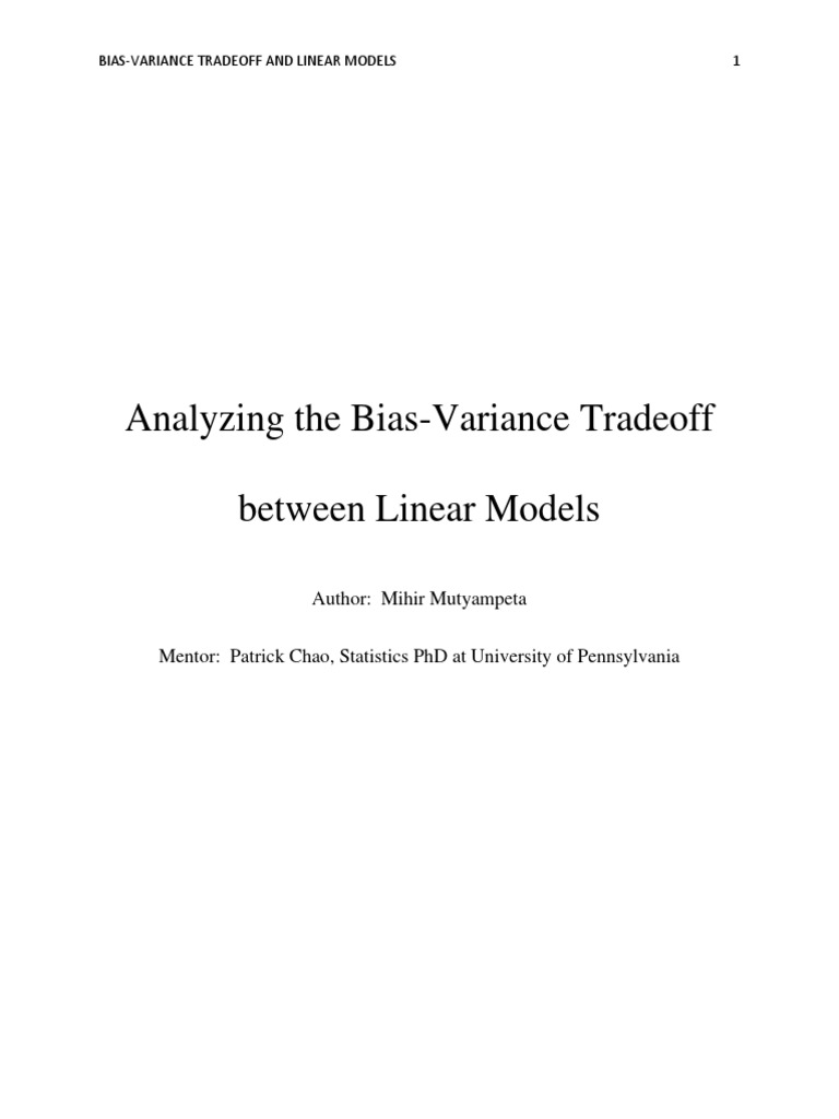 Bias-Variance Tradeoff in Linear Models | PDF | Ordinary Least Squares ...