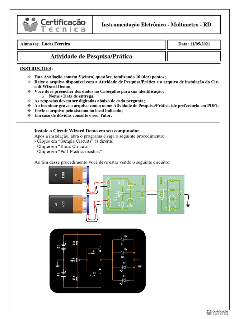 Atividade de Pesquisa Prática Multimetro PDF