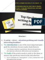 Top Tips For Writing Feature Articles