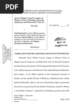 After State of Alaska Fails To Address Voter Disenfranchisement Issues,  Civil Rights Groups File Suit | PDF