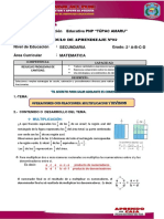 2do Grado Matemática ACTIVIDAD N°02-2022 I BIM