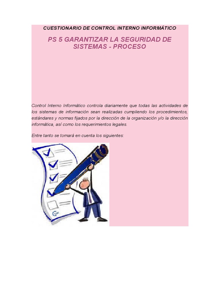 Cuestionario de Control Interno Informático | PDF | Software | Informática