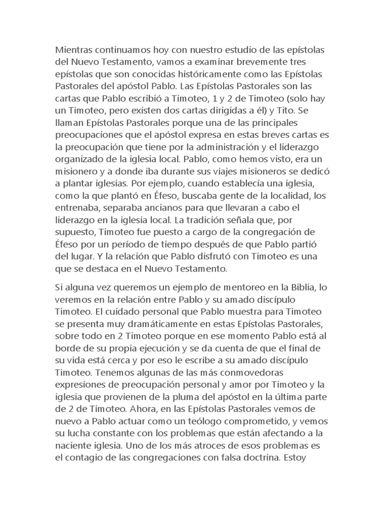 1 Y 2 Timoteo Pdf Pablo El Apóstol Biblia