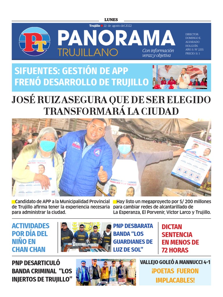 Diario Trujillo 22 de Agosto Del 2022 PDF Perú