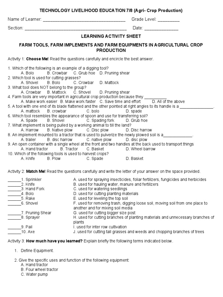 Technology Livelihood Education 7 8 Agri Crop Production Pdf