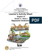 Learner's Activity Sheet: Expanded Definition