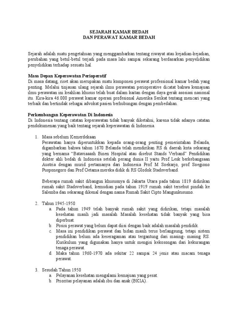 Sejarah Kamar Bedah Pdf