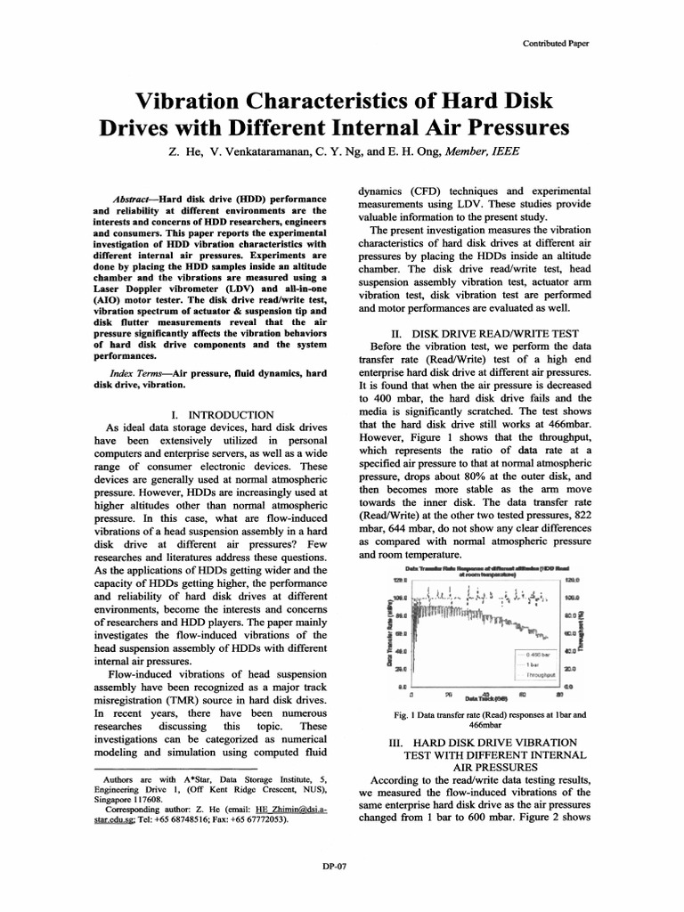 Vibration Characteristics of Hard Disk Drives With Different Internal