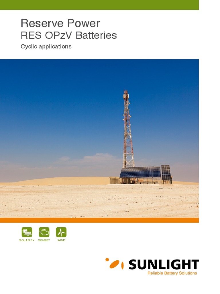 Reserve Power: Res Opzv Batteries | PDF | Smart Grid | Fuel Cell