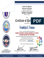 Certificate For Franklyn E. Tronco For - Post-Assessment On The Dist...