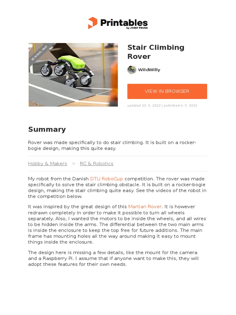 Stair Climbing Rover Design Guide | PDF | Manufactured Goods ...