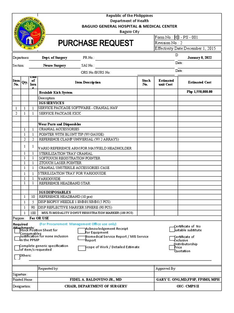 Purchase Request Baguio General Hospital & Medical Center PDF