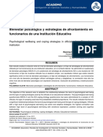 Bienestar Psicológico y Estrategias de Afrontamiento en Funcionarios de Una Institución Educativa