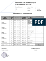 Contoh Kartu Peserta Penilaian Akhir Tahun Kelas 7