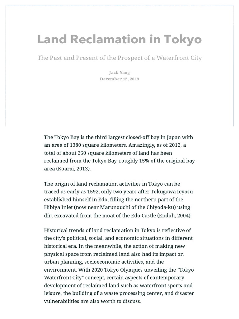 Land Reclamation in Tokyo PDF Tokyo Waste