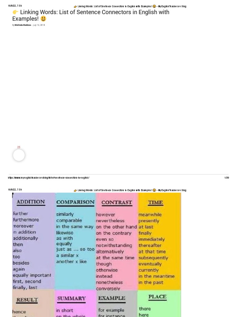 ? Linking Words_ List of Sentence Connectors in English with Examples ...