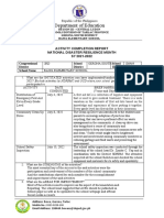 Department of Education: Activity Completion Report National Disaster Resilience Month SY 2021-2022