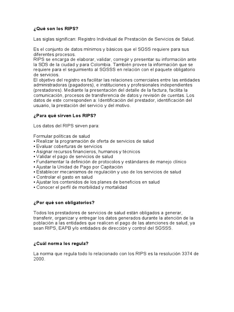 Qué Son Los RIPS | PDF