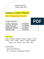 Python Course Project: Topic: Typing Speed Checker