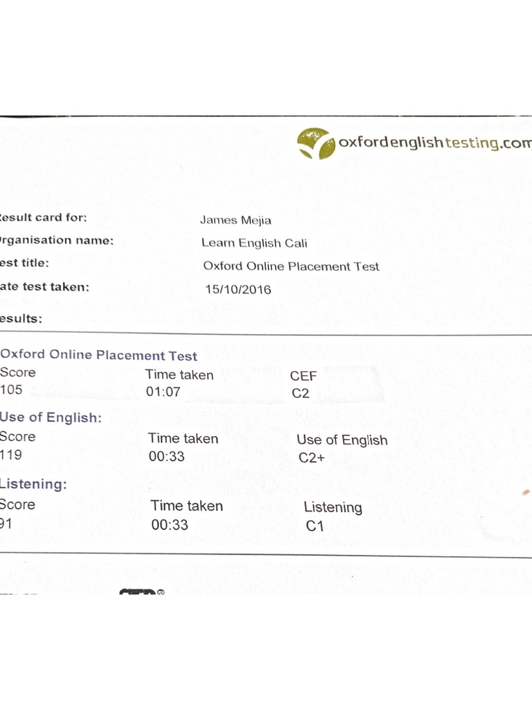 Oxford english testing pdf