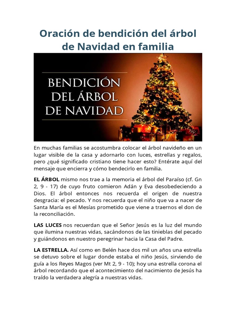 1 Oración de Bendición Del Árbol de Navidad en Familia | PDF | Árbol de  Navidad | Navidad, image size:768x1024