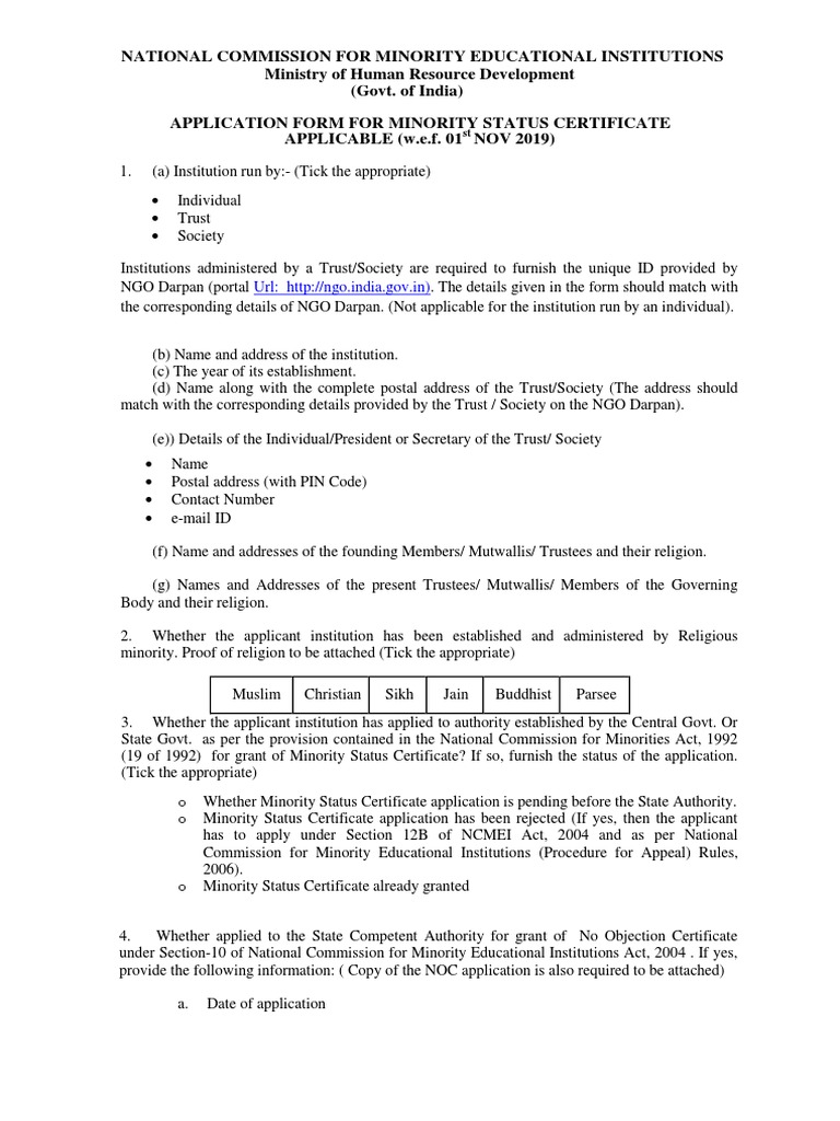 Minority Status Certificate Application Guide | PDF | Government | Justice