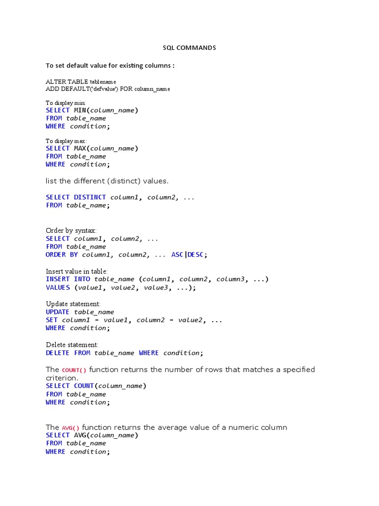 SQL COMMANDS | PDF | Information Retrieval | Data