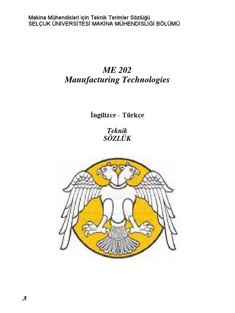 Makina Muhendisleri Icin Teknik Terimler Sozlugu