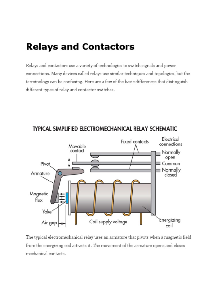 RELAYS_CONTACTORS_DIFFERENCE PDF Relay Switch