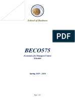 BECO575: Economics For Managers Course Schedule