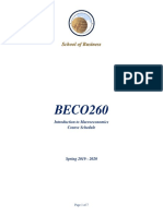 BECO260: Introduction To Macroeconomics Course Schedule